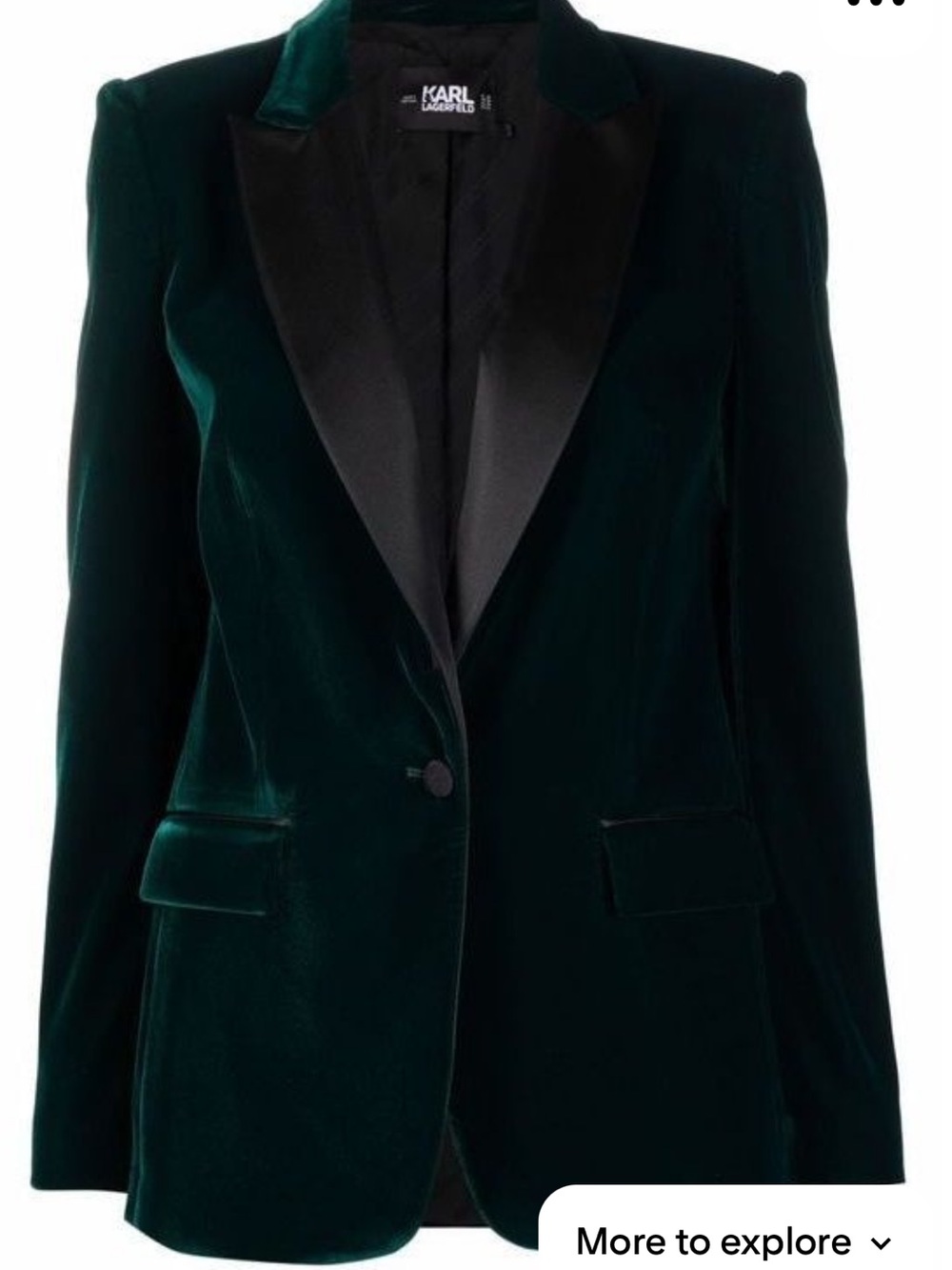 Karl Lagerfeld Emerald Green Velvet Blazer with Satin Lapel